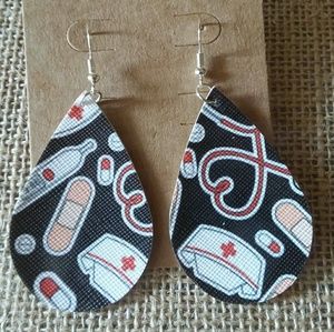 Faux Leather Nurse Earrings